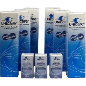 Unicare 6 maanden pakket -1,75 - 12 maandlenzen + 6 flessen lenzenvloeistof - voordeelverpakking