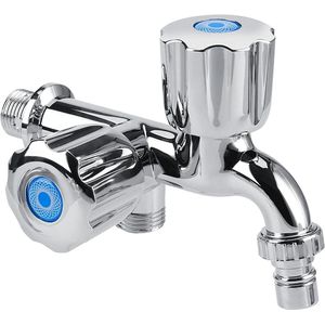 ABS Plastic Washer Cold Water Faucet Basin Water Tap with Double Spout & Handle Sink Water Tap(Louvre)