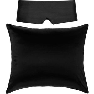 Perfect Sleep Set Zwart - Kussensloop & Slaapmasker - Silk Heaven - 40x80cm