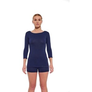 Brubeck Comfort Merino Shirt 3/4 Mouw - Naadloos - Merino Wol Blend - Marineblauw S