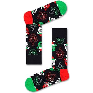 Happy Socks Santa Dog Sokken | Zwart/Rood/Groen | Maat 41-46