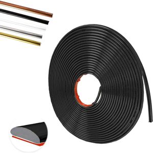 Zelfklevende Sierlijsten van Geborsteld Metaal 8 m x 8 mm x 3 mm - Stuclijsten voor Plafond - Zelfklevend - Zwart - Voor TV-muur, Plafonds en Woondecoratie