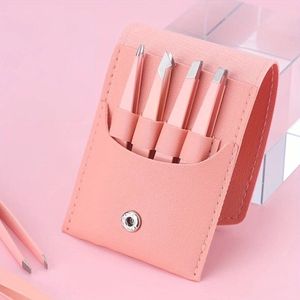 WiseGoods Premium Precisie Pincet Set - Haartrimmer - Wenkbrauw Trimmer - Verzorging Wenkbrauwen - Beauty - Trimmen - 4st Roze