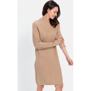 camel active Gebreide jurk met opstaande kraag - Maat womenswear-M - Beige