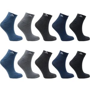 Sneakersokken | zakken niet af | kleur blauw, zwart, grijs pakket | ademend | in alle maten | 10 paar