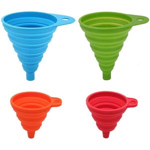 Opvouwbare Trechter Set – 4-delig Siliconen Trechters in 2 Maten – Food Safe – Voor Waterflessen, Olie, Vloeistoffen & Poeders – Keuken & Huishoud Accessoires – 4 Kleuren