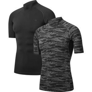 DANISH ENDURANCE - Compressie Top - Zwart Grijs Camo - Onderlaag Shirt - 2-Pack