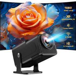 4K Mini-beamer met Native 1080p Resolutie voor Thuisbioscoop - 500 ANSI lumen - Android 11.0 OS - Wifi 6 - BT 5.2 - Automatische 180 graden Rotatie Beamer