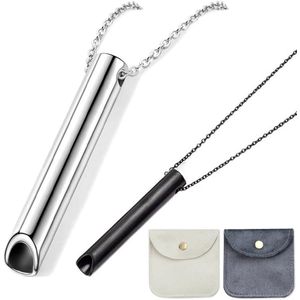 Inovra - Halsketting tegen angst en paniekaanvallen voor mindfulness en ontspanning - Roestvrij staal - Zilver/Zwart - 2 stuks