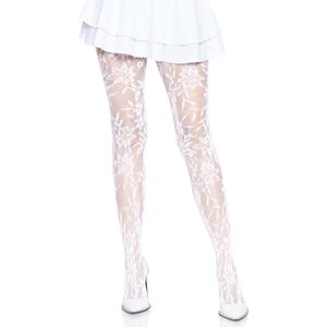 Leg Avenue - Seamless Floral Lace Net panty - Wit