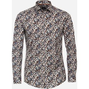 VENTI modern fit overhemd - popeline - antraciet dessin - Strijkvriendelijk - Boordmaat: 38