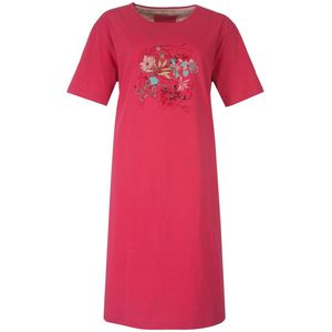 Tenderness Dames Nachthemd - Katoen - Bloemen Motief - Rood - Maat S