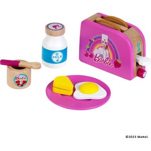 Klein Toys Barbie broodrooster - incl. diverse ontbijt accessoires - hout van duurzame, gecertificeerde teelt - roze