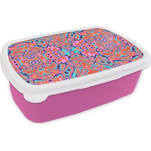 Broodtrommel Roze - Lunchbox - Brooddoos - Patronen - Lavalamp - Abstract - 18x12x6 cm - Kinderen - Meisje