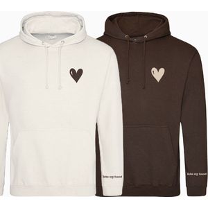 Matching hoodie voor hem en haar-Beige-Bruin-Take my hand-Maat S