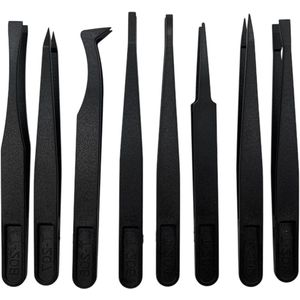 Zeynomax - Kunststof antistatische pincetten (8 stuks) - Veelzijdig knutselgereedschap voor elektronica en sieraden - Precisiepincet voor reparaties aan computers en mobiele telefoons