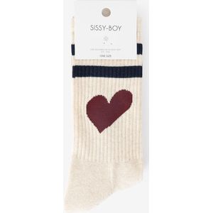 Sissy-Boy - Witte sportsokken met zwarte strepen en hart