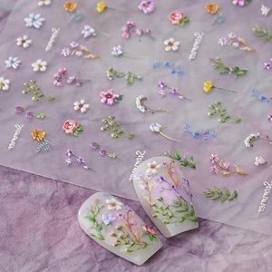 Inovra - Bloemen nagelstickers voor nail art - Zelfklevende bloemblaadjes en planten - 5D reliëf - Manicure-slider