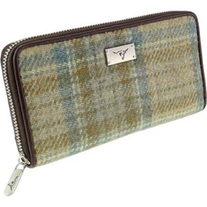 Dames Portemonnee Staffa Beige Stewart en zacht Groen- Harris Tweed - muntvak met rits - Glen Appin of Scotland