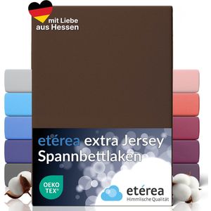 etérea - Extra Jersey Hoeslaken - Donkerbruin - 180x200 cm - Oeko-Tex Made in Green - 100% Gekamd Katoen
