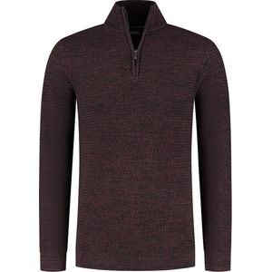 Boston Brothers heren trui - schipperstrui korte rits - 5054 - bruin gemeleerd - gebreid - maat XXL