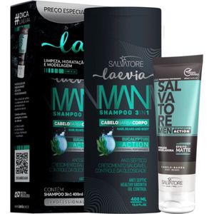 Kit Laevia Man 3IN1 Eucalyptus Action Shampoo 400ml + Pommade 100ml