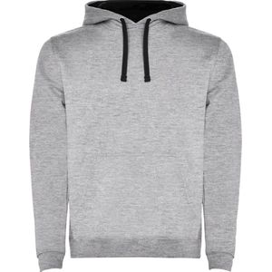 Heather grijs / Zwart Unisex Hoodie met capuchon en koord Urban merk Roly maat XL