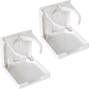 Drankhouders voor in de auto, universeel, bekerhouder, universele houder, verstelbaar, inklapbaar, voor auto, vrachtwagen, camper, bestelwagen, 2 stuks, wit