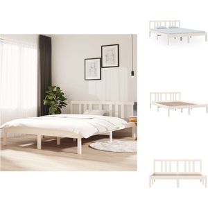 vidaXL Bedframe Hout - 205.5 x 145.5 x 69.5 cm - Wit - Geschikt voor 140 x 200 cm matras - Massief grenenhout - Inclusief hoofdeind - Montage vereist - Bed