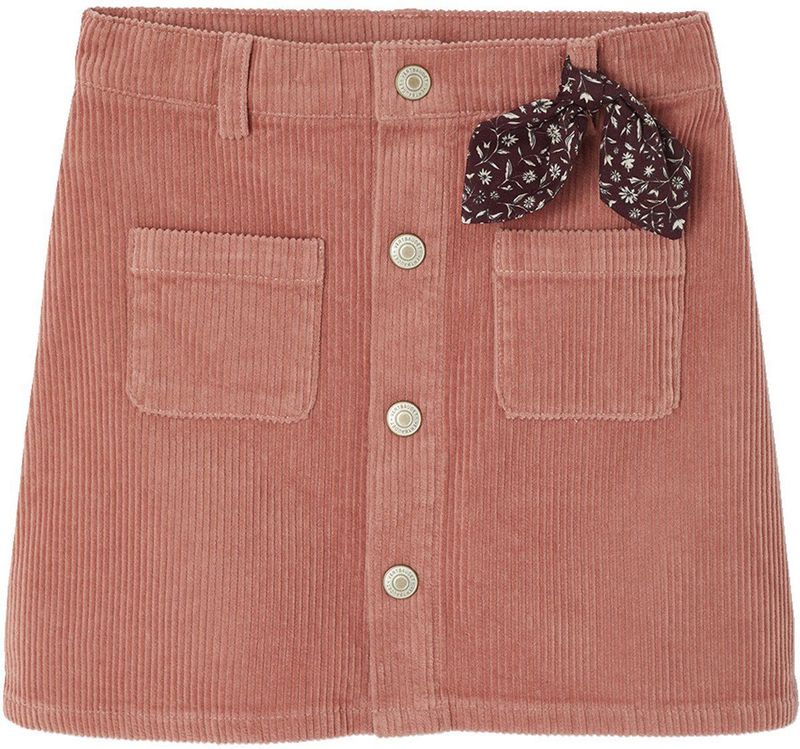 Vertbaudet Fluwelen rok met knopen met sierstrik