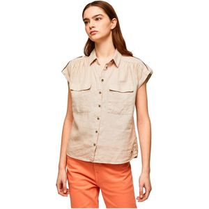 Pepe Jeans Brenda Mouwloos Overhemd Beige L Vrouw