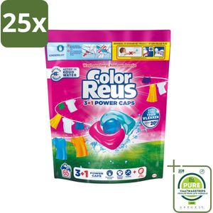 25 x Color Reus - 3+1 Power Caps - Gekleurde Was - 65 Wasbeurten - Grootverpakking - Wascapsules - Kleurwas - Wasmiddel - Kleurbescherming - Vlekkenverwijdering