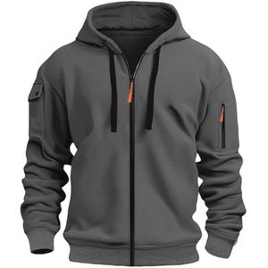 Heren Hoodie met Rits en Lange Mouwen - Casual Fleece Sweatshirt voor Winter