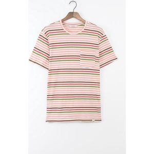Sissy-Boy - Zalmroze T-shirt met multicolour strepen