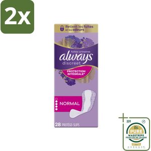 Always - Inlegkruisjes - Long - Protection - 28 Inlegkruisjes - Voordeelverpakking - 2 stuks - Blaaszwakte - Discreet