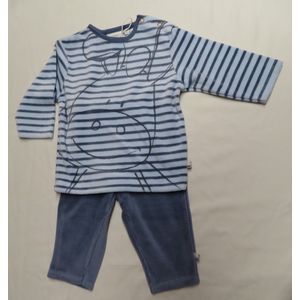Noukie's - Pyjama - Velour -  2 delig - Paco - Streep -  9maand 74