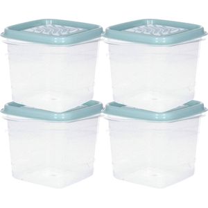 Hega Hogar Vershoudbakjes - set 6x stuks - 0.7 liter - transparant/groen - L11 x B11 x H12 cm - Mealprep - Maaltijden bewaren