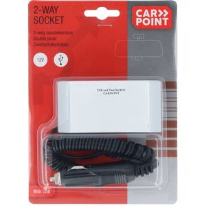 Carpoint 2-weg Stekkerdoos 2x12V 1xUSB 2.4A