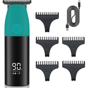 Tondeuse-All-in-One Precisietrimmer, Apparaat voor Gezicht en Hoofd-5 Lengtestanden (1-5 mm)-Waterdicht-Zelfslijpende Mesjes-Draadloos-Batterij Indicatie USB oplaadbare 120 min batterijduur(groen)