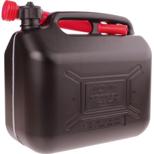 Jerrycan - Benzine - Kunststof - 10 Liter - Met flexibele tuit + anti overloop trechter