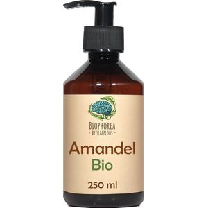 Slaaploos Amandel Olie - 250ml - 100% Puur Biologisch Koudgeperst Oil - Biophorea Zoete Amandelolie - Basisolie voor etherische oliën
