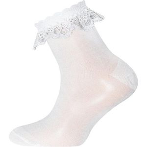 Sok wit met broderie randje-18/19