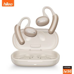 hileo hi96 - Draadloze Oordopjes met Oplaadcase – Beige - Sport - Open-Ear comfort - Bluetooth V5.4 oordopjes – Draadloze oortjes – Geschikt voor IOS/Android