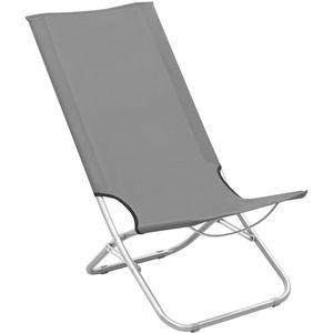 vidaXL Campingstoel - Campingstoelen - Kampeerstoel - Kampeerstoelen - Strandstoelen 2 st inklapbaar stof grijs