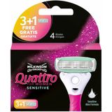 Wilkinson - Quattro Sensitive - Vrouwen Navulmesjes - 4 Stuks