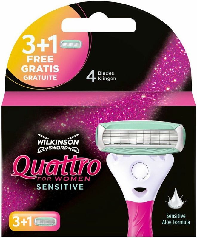 Wilkinson - Quattro Sensitive - Vrouwen Navulmesjes - 4 Stuks