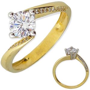 Gouden Damesring Zirkonia 14 karaats