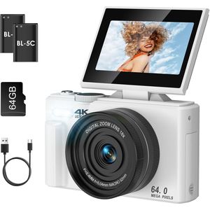 Vlog Camera voor Beginners - Videocamera voor Kinderen en Volwassenen - Handycam - 4K Kwaliteit