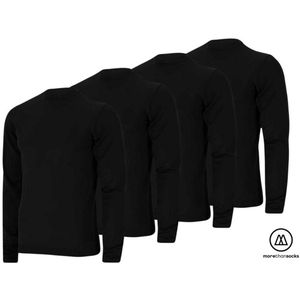 Morethansocks - Thermoshirt Heren - Zwart - 4-Pack - Thermokleding Heren