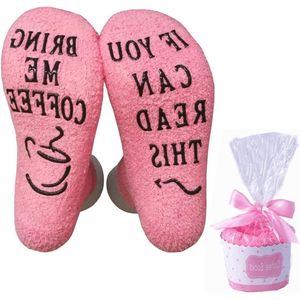 E-Ambar - Grappige geborduurde katoenen sokken voor mannen en vrouwen met 'Breng me koffie' briefopdruk